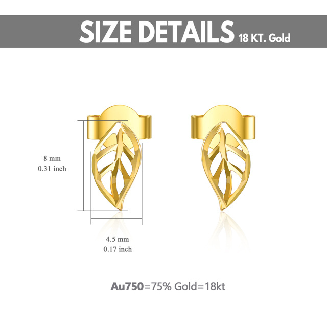 18K Gold Leaves Stud Earrings-5