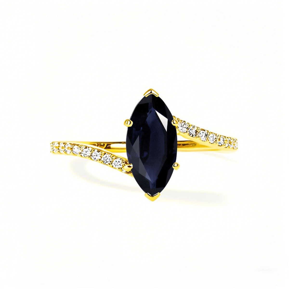 Anillo de compromiso personalizado de oro de 10 quilates con corte marquesa y piedras preciosas para aniversario.-1
