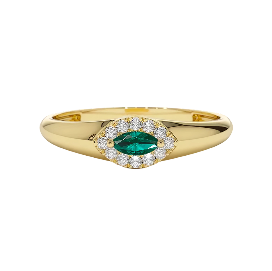 Anillo de oro de 14 quilates con halo de talla marquesa-1