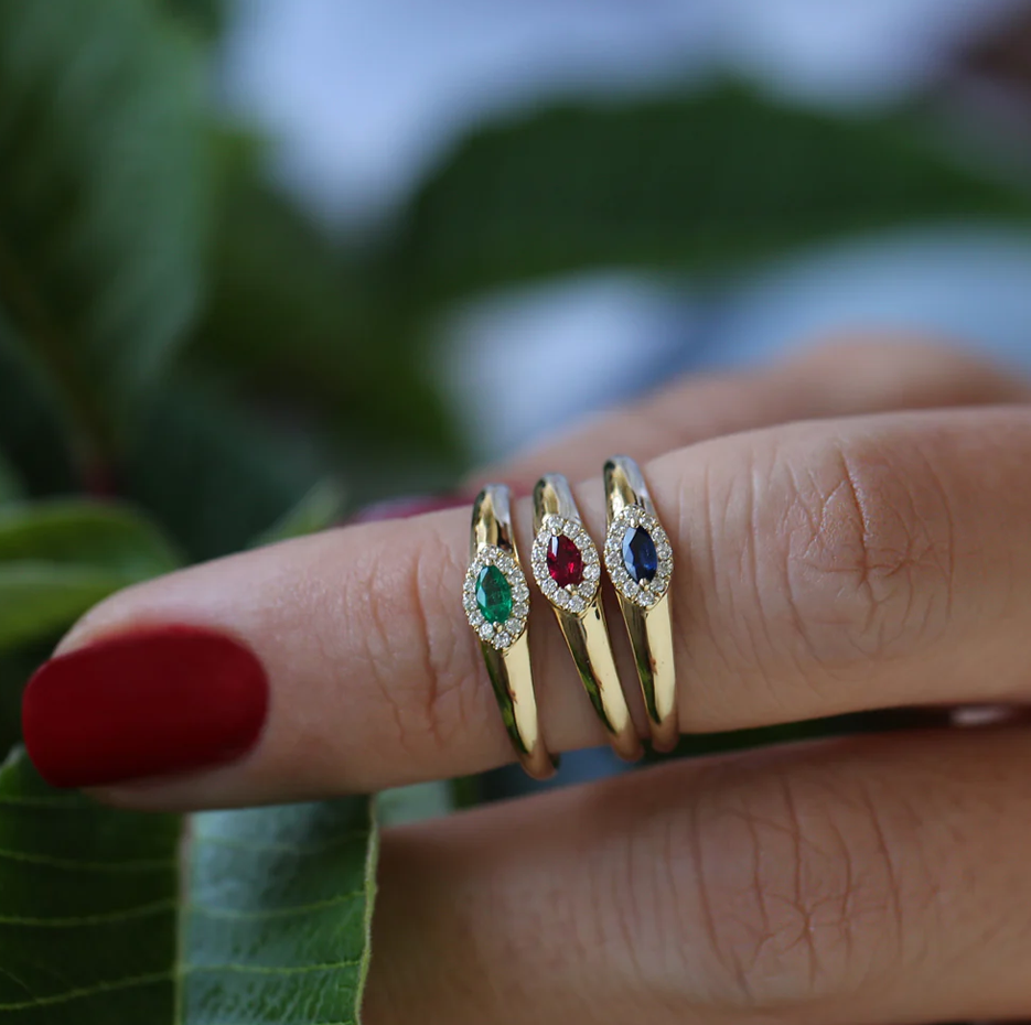 Anillo de oro de 14 quilates con halo de talla marquesa-4