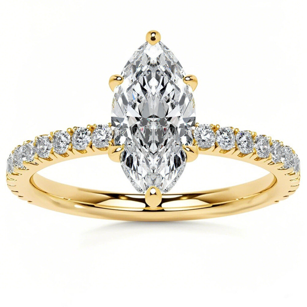 10K Gold Marquise Cut Moissanite Engagement Ring-1