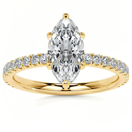 10K gouden marquise geslepen moissaniet verlovingsring