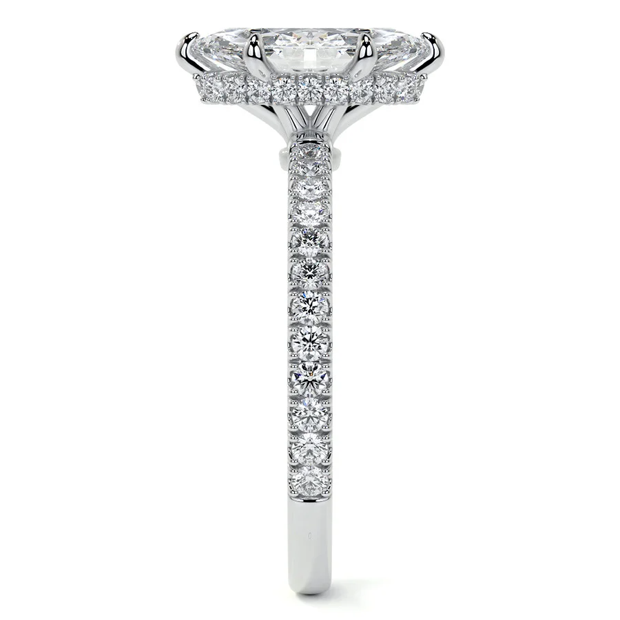 10K Gold Marquise Cut Moissanite Engagement Ring-6
