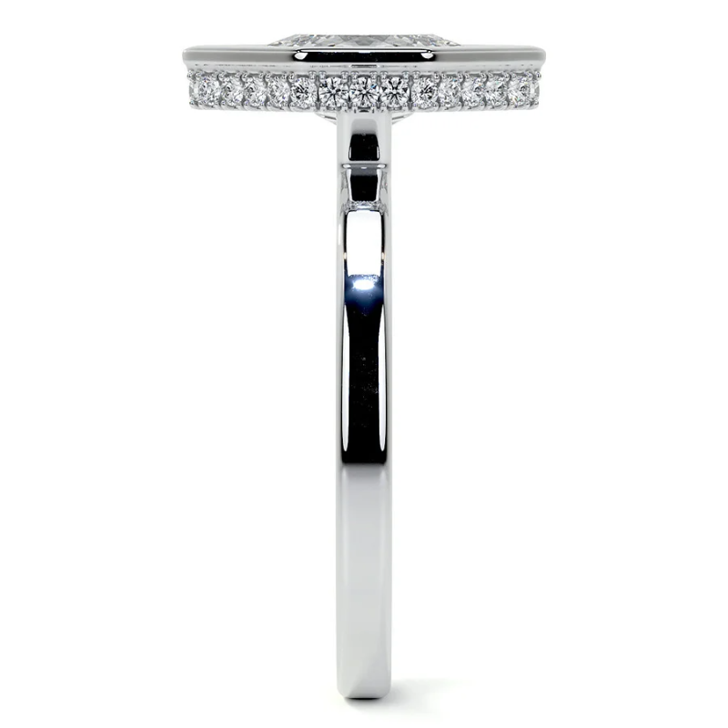 14K Gold Marquise Cut Solitaire Bezel Moissanite Engagement Ring-6