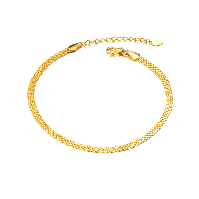 10K Gold Mesh Link Chain Anklet for Women-5