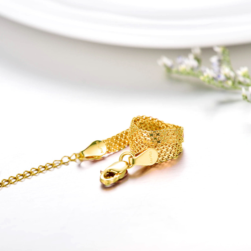 10K Gold Mesh Link Chain Anklet for Women-5