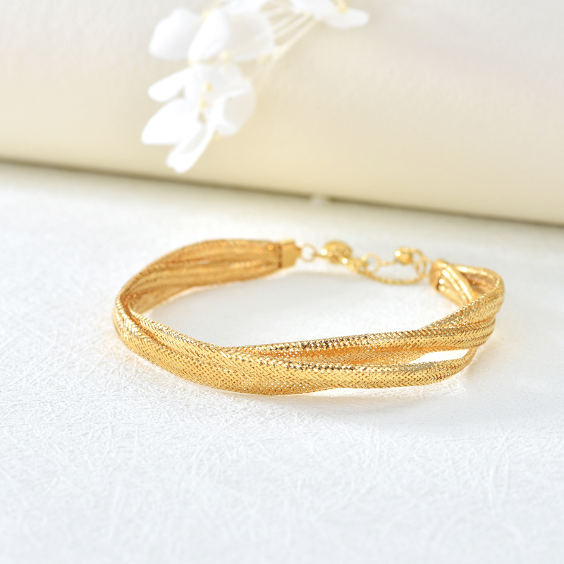 Pulseira em camadas de ouro branco 10K-3