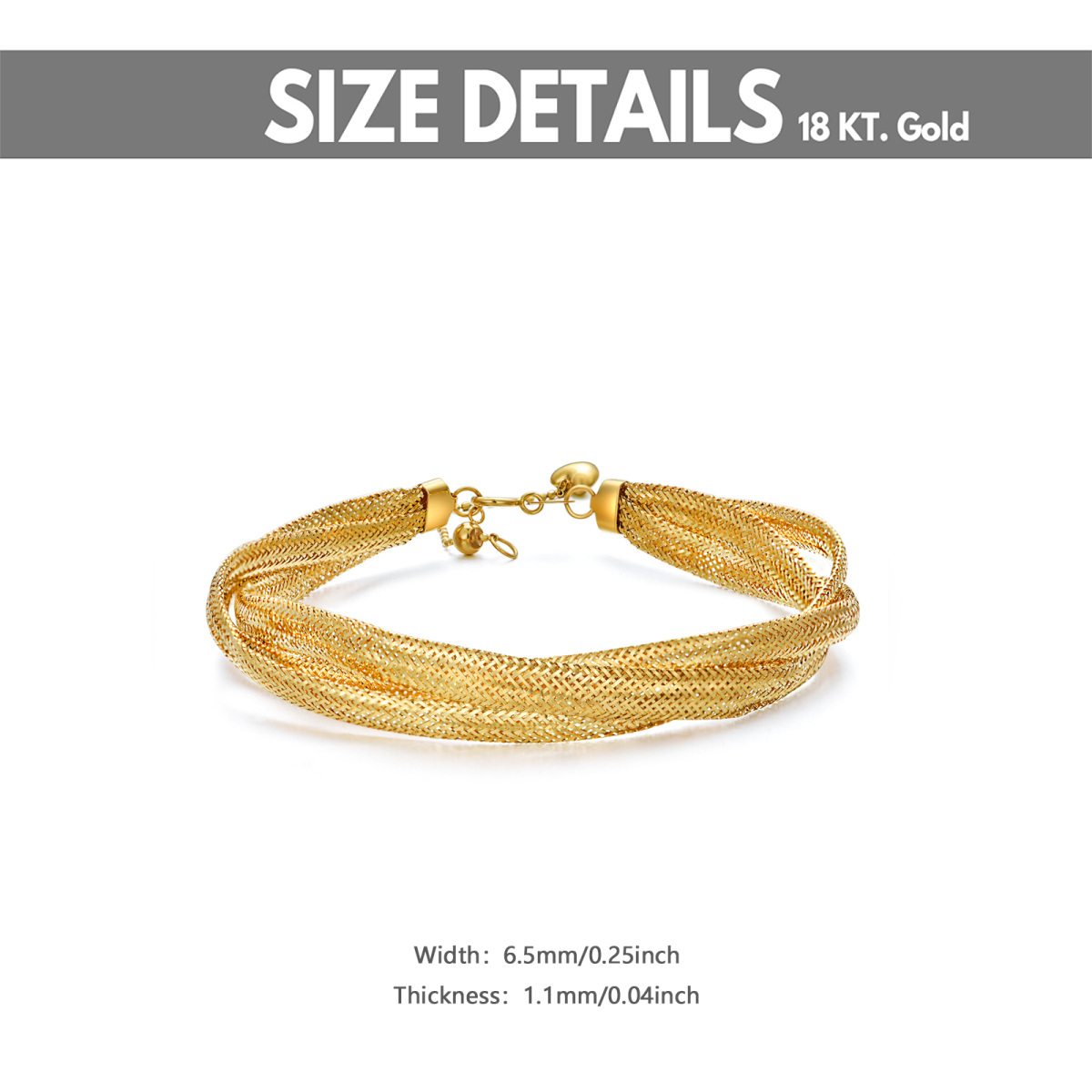 10K Gold Mesh Link Chain Layerered Bracelet-5