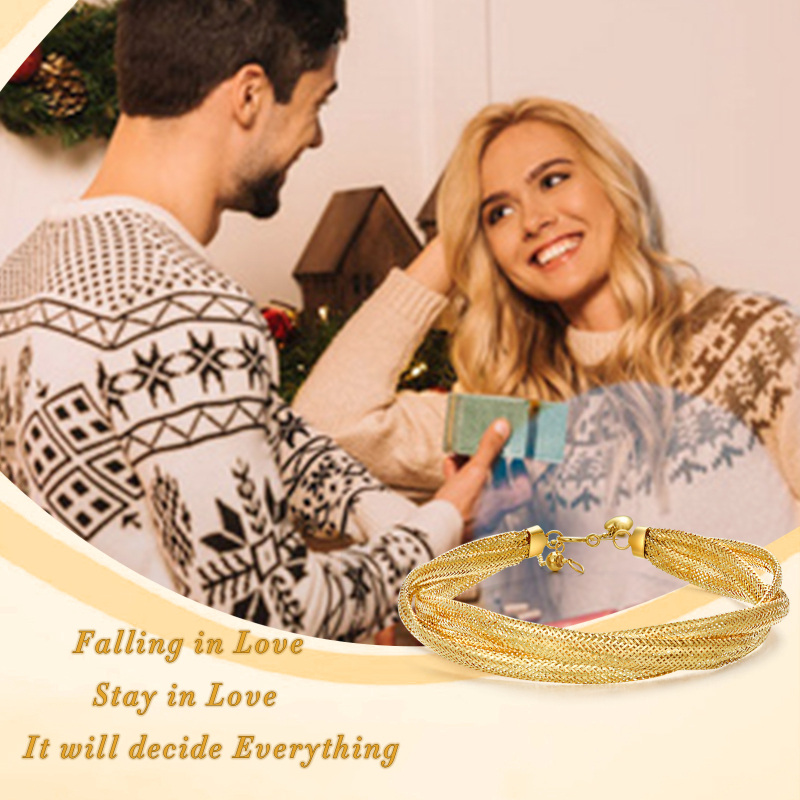 Pulseira em camadas de ouro branco 10K-6