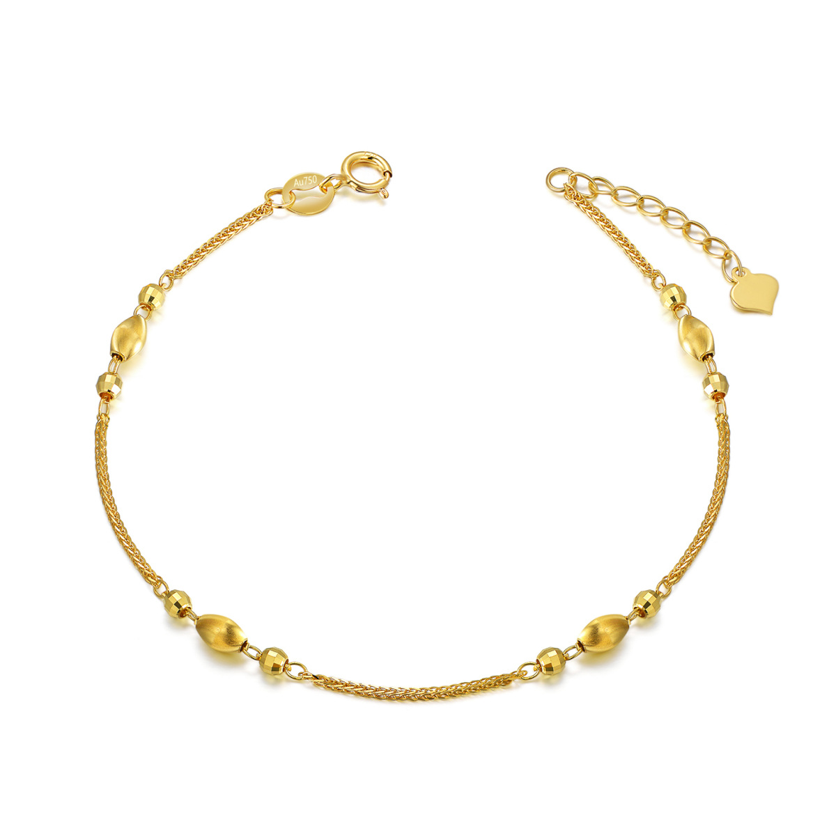 18K Gold Metal Beads Wheat Spike Chain Bracelet-1