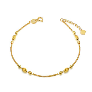 10K Gold Metal Beads Wheat Spike Chain Bracelet-5