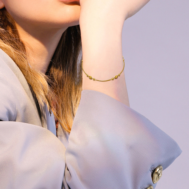 Armband aus 10-karätigen Weißgold-Metallperlen-2