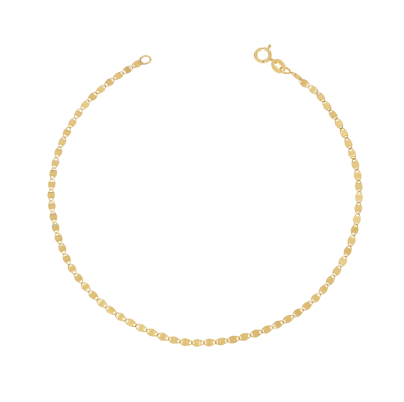 Sterling Silver with Yellow Gold Plated Mirror Chain Anklet 2mm-15