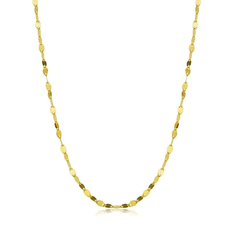 10K Gold Mirror Link Chain Necklace for Women-1