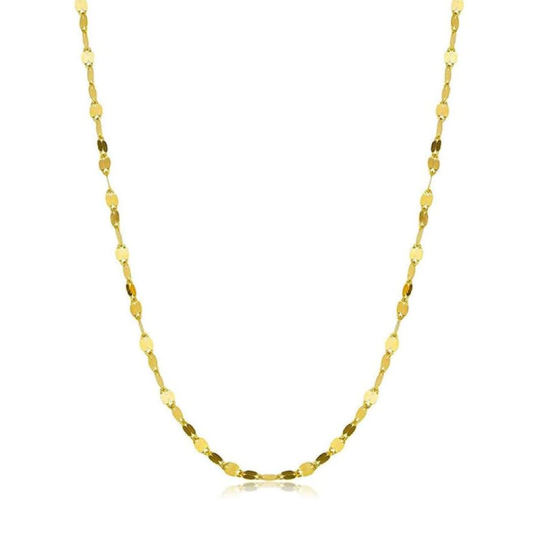 10K Gold Mirror Link Chain Necklace for Women