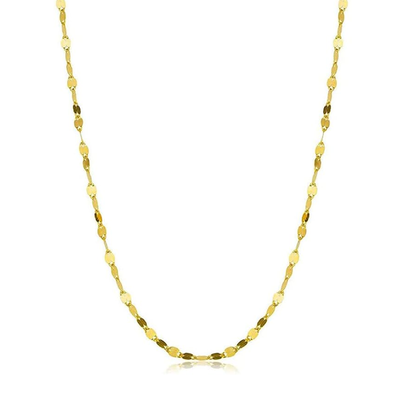 10K Gold Mirror Link Chain Necklace for Women-6