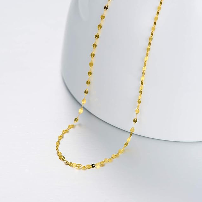 10K Gold Mirror Link Chain Necklace for Women-5