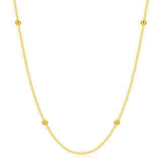 18K Gold 3 mm Ball Beads Station Choke Cuban chain Necklace-25