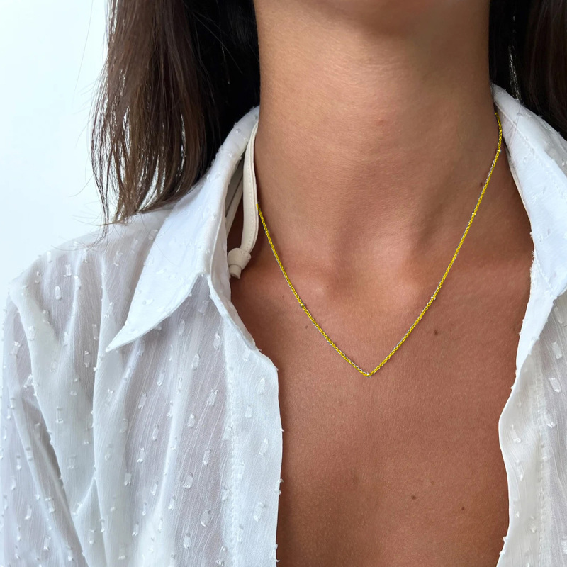 10K White Gold Bead Station Necklace-3