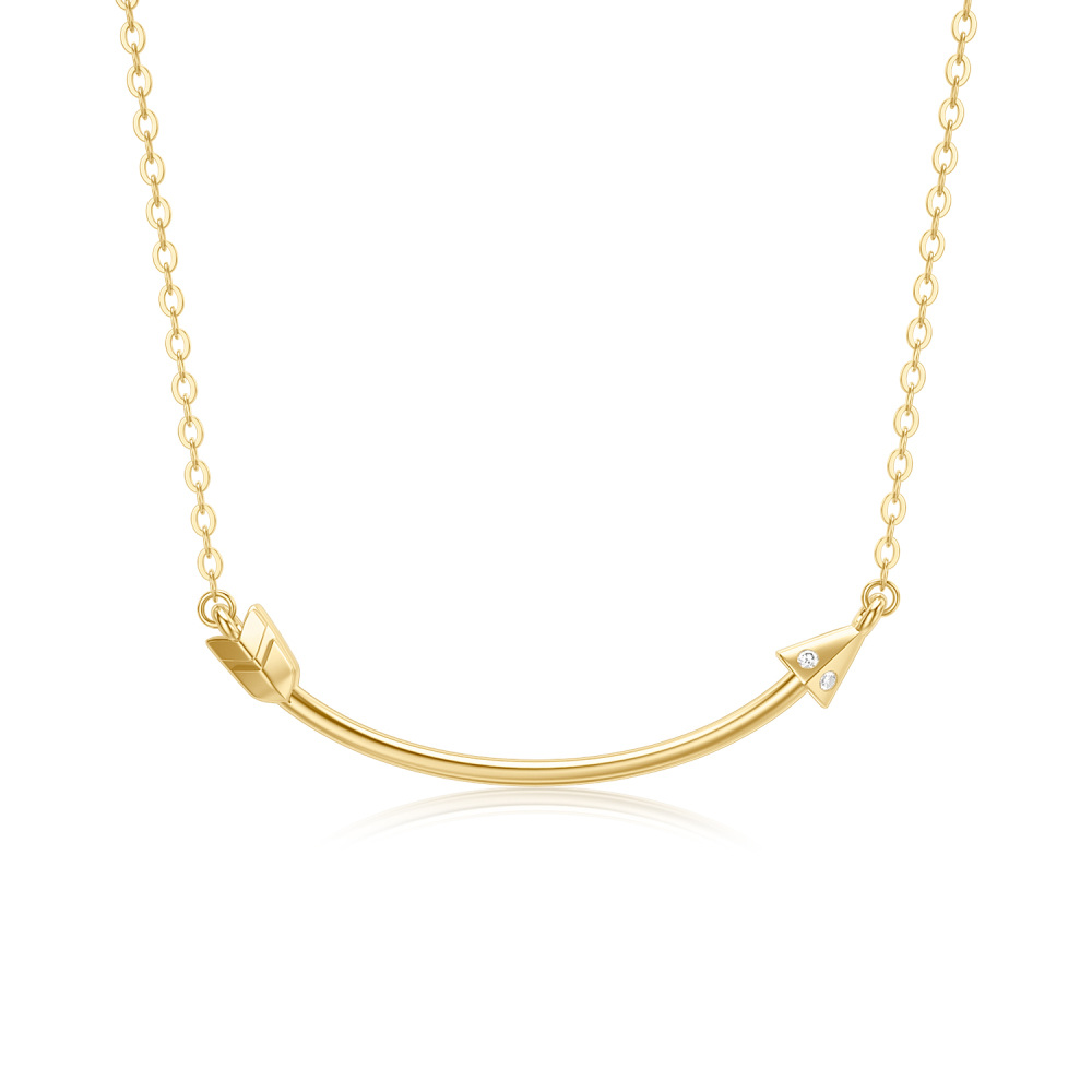 10K Gold Moissanite Arrow Pendant Necklace-1