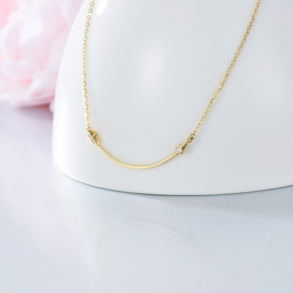 10K Gold Moissanite Arrow Pendant Necklace-3