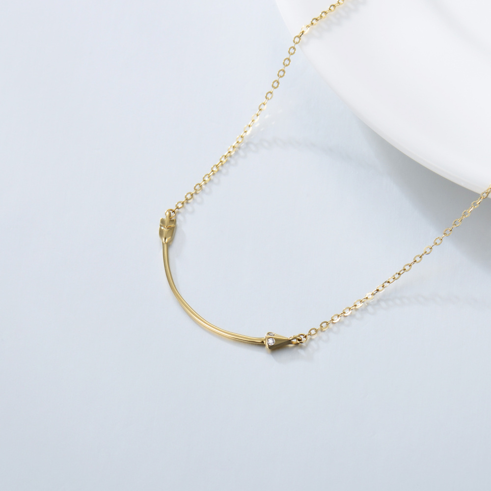 10K Gold Moissanite Arrow Pendant Necklace-4