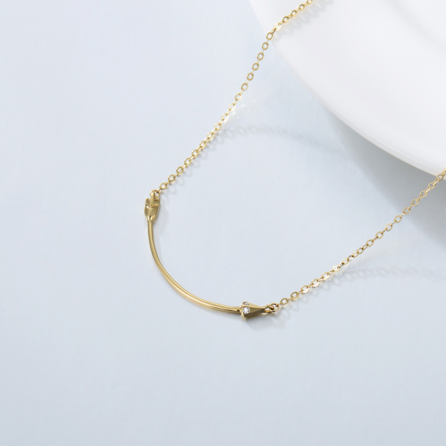 Collier pendentif flèche en or 14K Moissanite -4