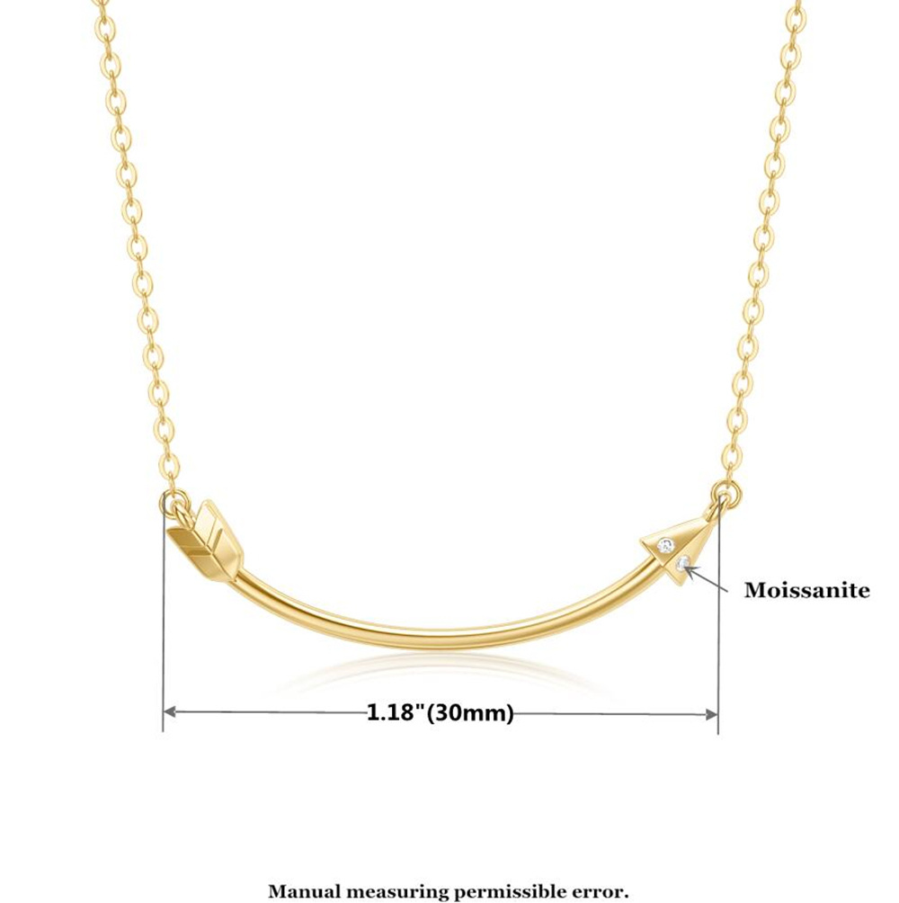 14K Gold Moissanite Arrow Pendant Necklace-5