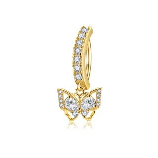 Yellow Gold Plated Moissanite Butterfly Belly Button Ring-6