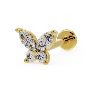 Sterling Silver with Yellow Gold Plated Moissanite Butterfly Helix Piercing-4