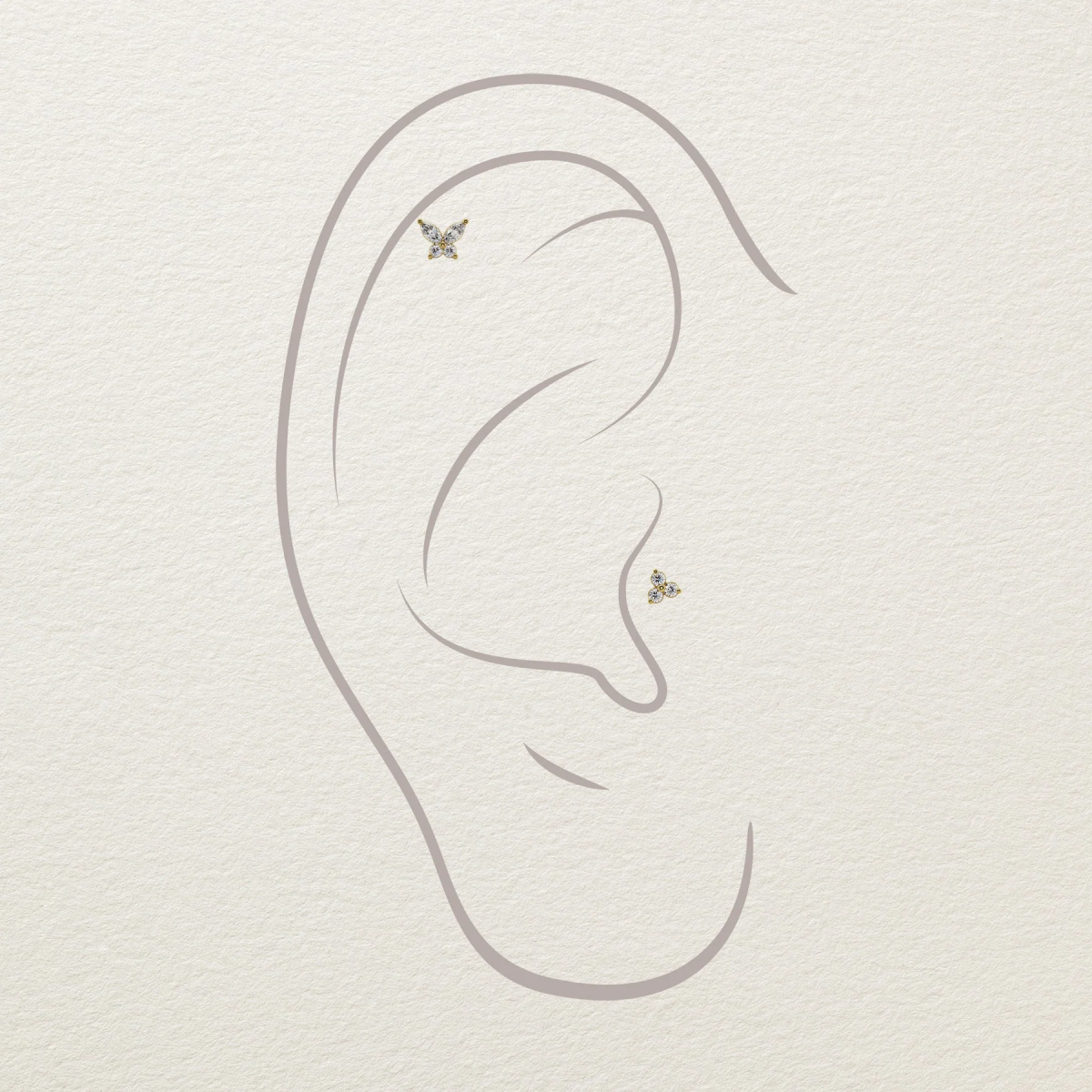Piercing de hélice de mariposa con moissanita en oro de 10 quilates-4