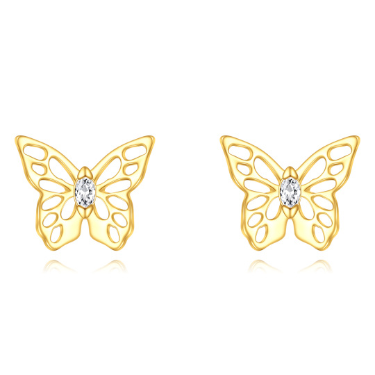 10K Gold Moissanite Butterfly Stud Earrings