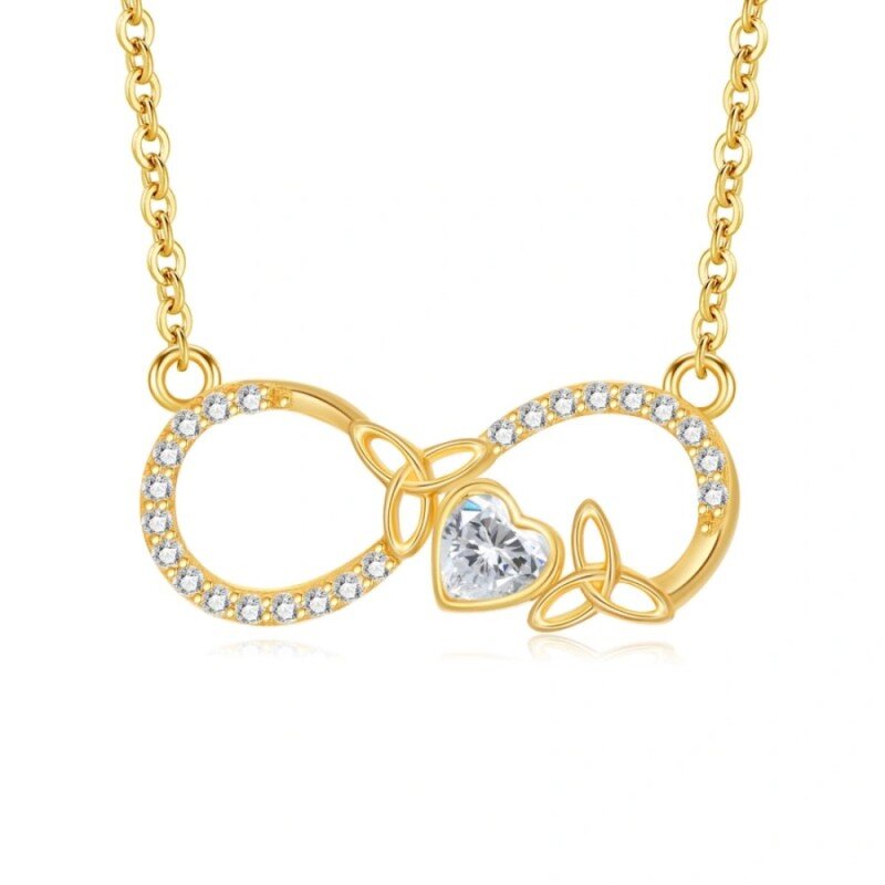 10K Gold Moissanite Celtic Knot & Infinity Symbol Pendant Necklace-15