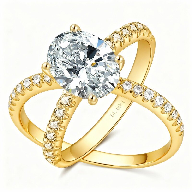 10K Gold Moissanite Couple Engagement Ring-1