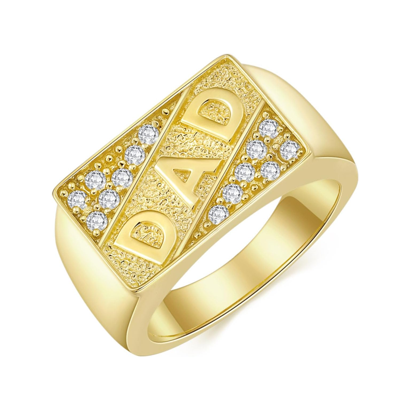 Anel de noivado de moissanita vermeil dourado para homens-1