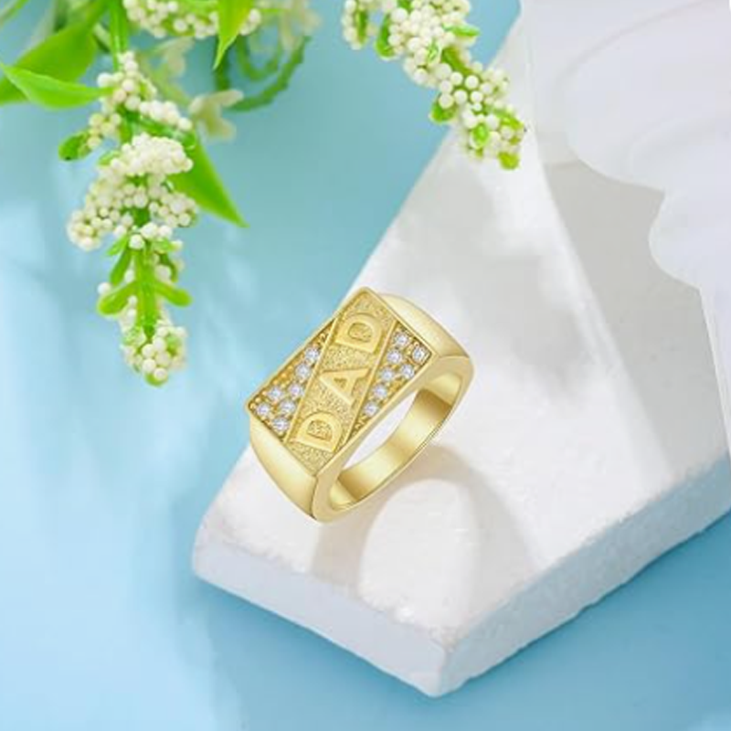Anel de noivado de moissanita vermeil dourado para homens-2