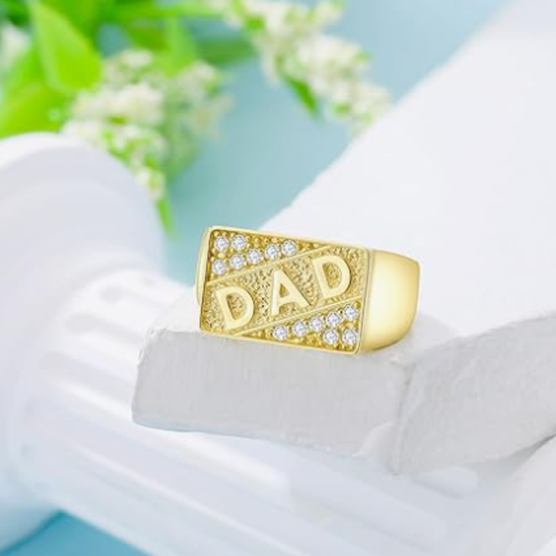 Anel de noivado de moissanita vermeil dourado para homens-3
