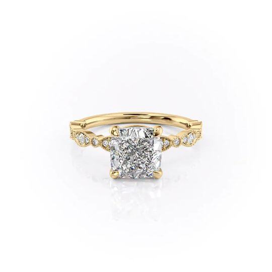 Sterling Silver with Yellow Gold Plated Moissanite Engagement Ring-1