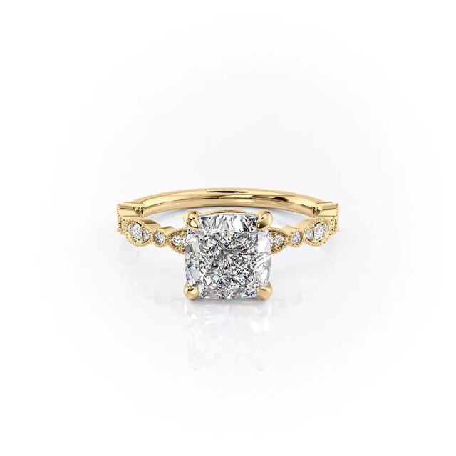 Sterling Silver with Yellow Gold Plated Moissanite Engagement Ring-2