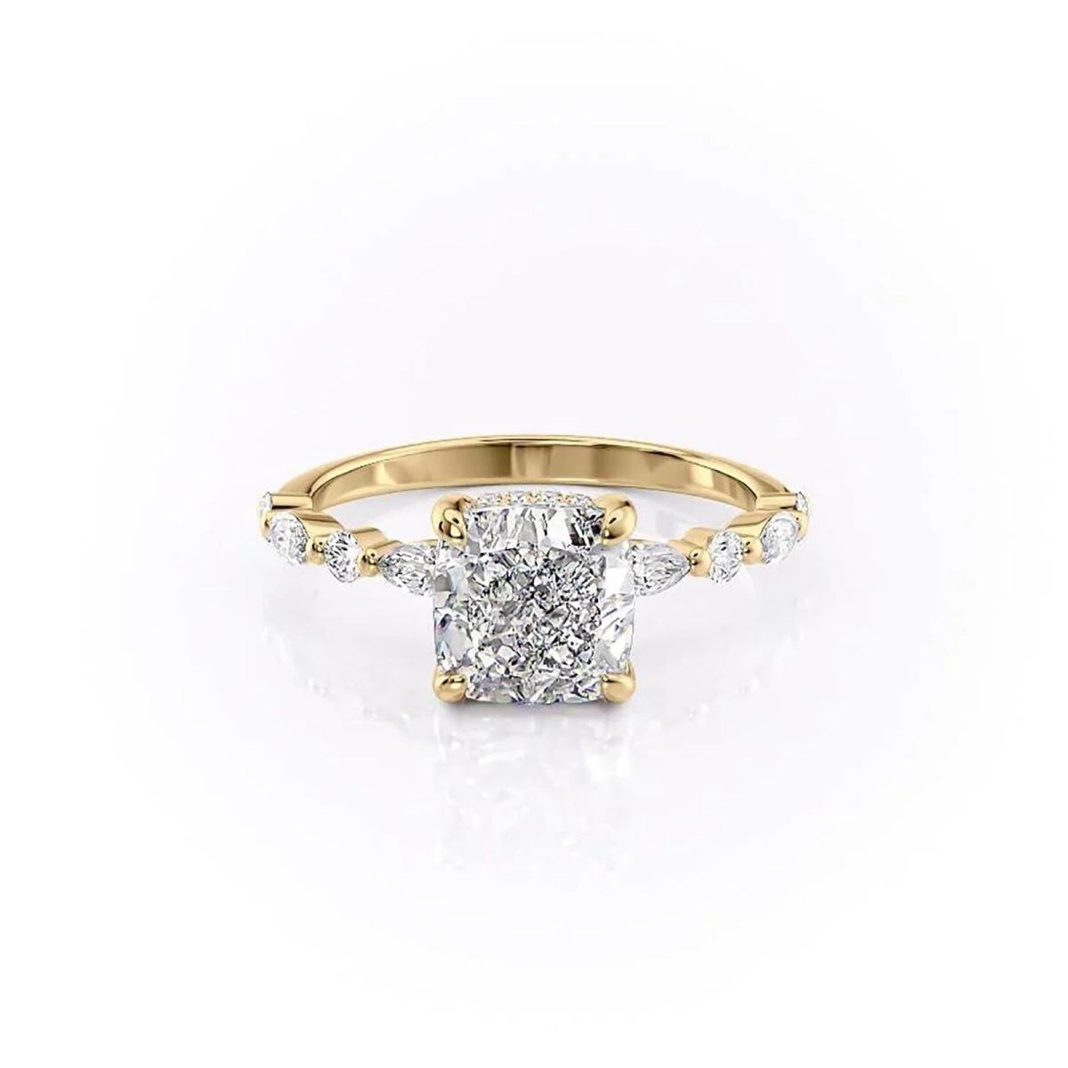 Sterling Silver with Yellow Gold Plated Moissanite Engagement Ring-1