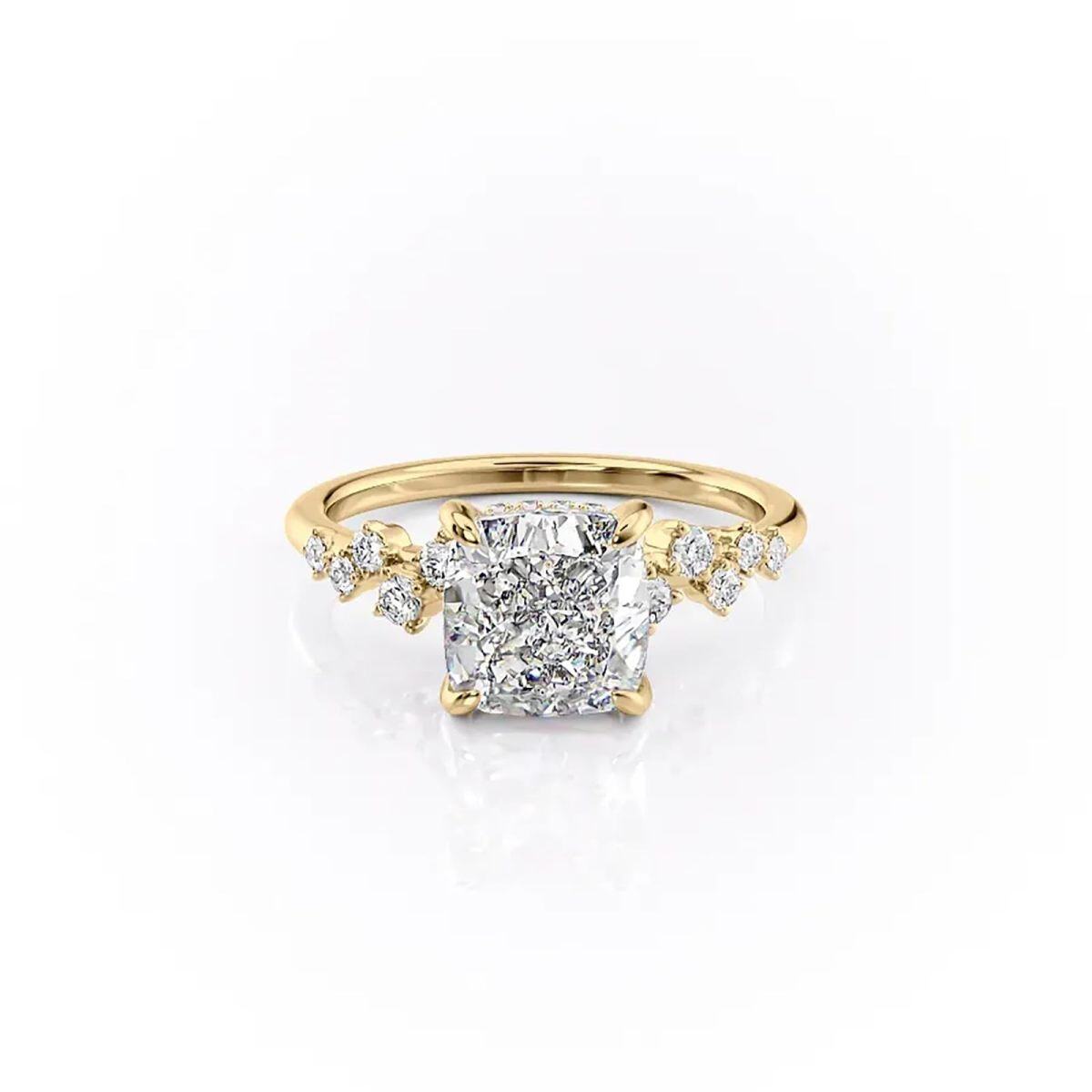 Sterling Silver with Yellow Gold Plated Moissanite Engagement Ring-1