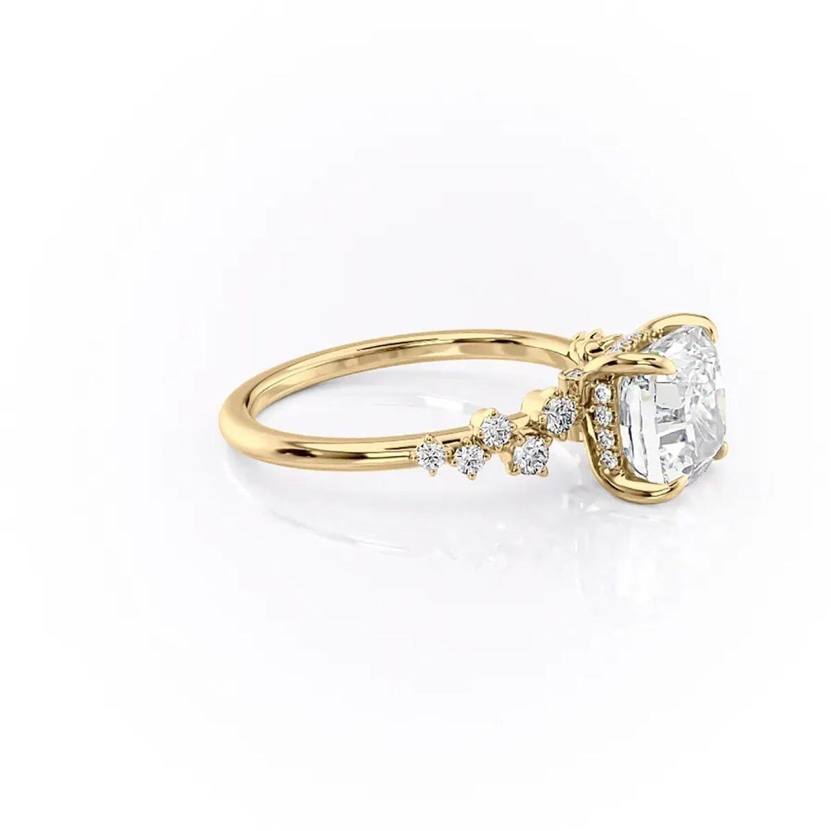 Sterling Silver with Yellow Gold Plated Moissanite Engagement Ring-2