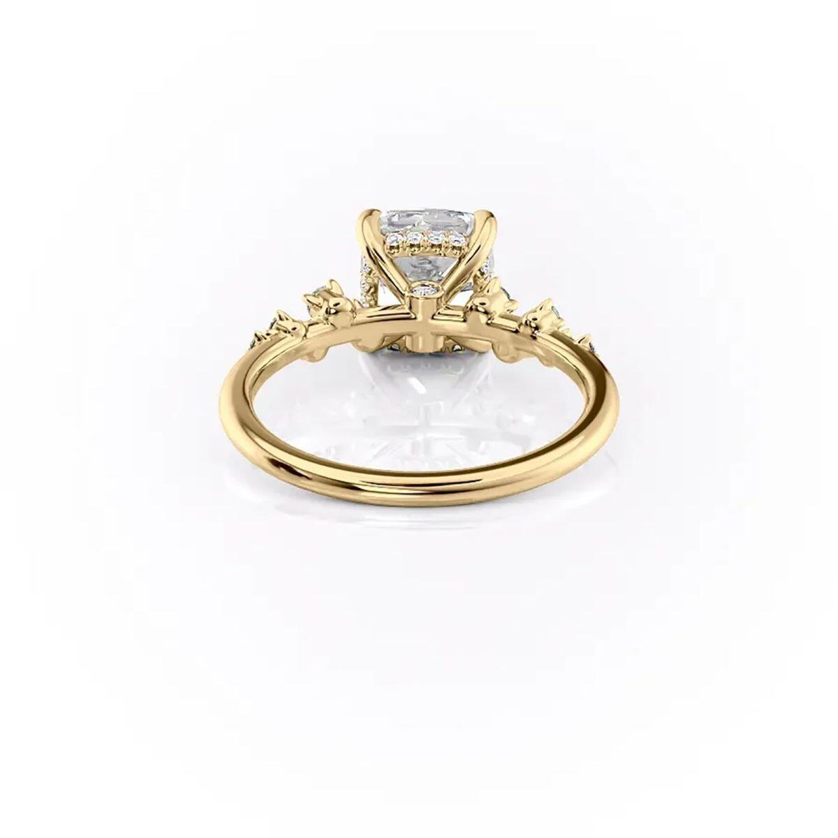 Sterling Silver with Yellow Gold Plated Moissanite Engagement Ring-3