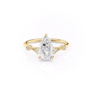 Sterling Silver with Yellow Gold Plated Moissanite Engagement Ring-17