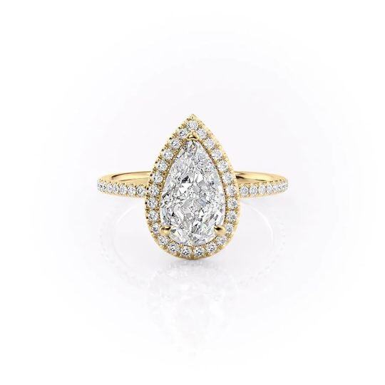 Sterling Silver with Yellow Gold Plated Moissanite Engagement Ring