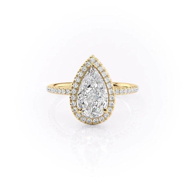 Sterling Silver with Yellow Gold Plated Moissanite Engagement Ring-3