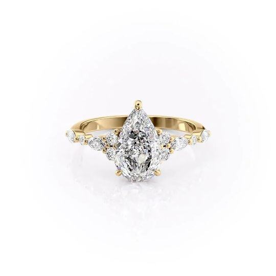 Sterling Silver with Yellow Gold Plated Moissanite Engagement Ring