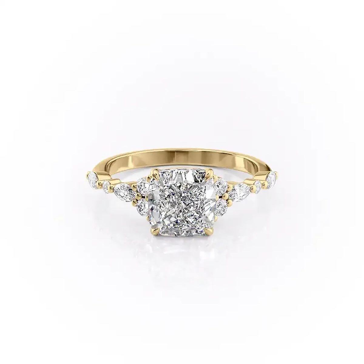 Sterling Silver with Yellow Gold Plated Moissanite Engagement Ring-1