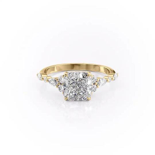 Sterling Silver with Yellow Gold Plated Moissanite Engagement Ring