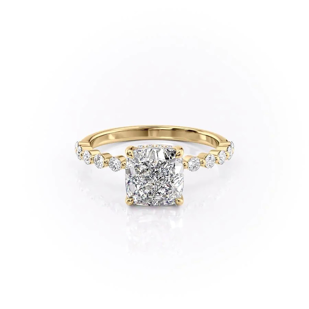 Sterling Silver with Yellow Gold Plated Moissanite Engagement Ring-1